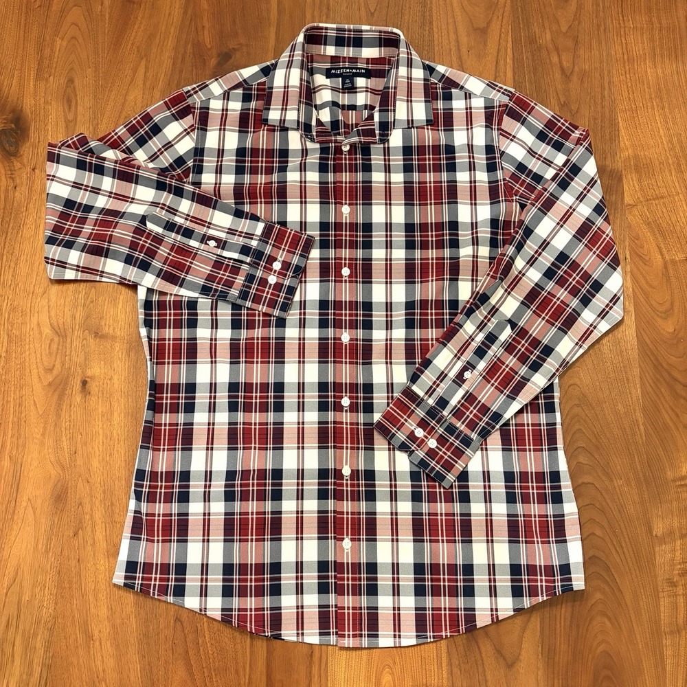 Mizzen and Main Leeward Mens Shirt XL Plaid Performance Long Sleeve Trim Fit